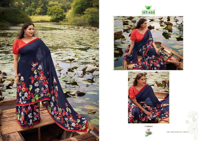 Sanskar Sadgi Casual Daily Wear Georgette Printed Saree Collection